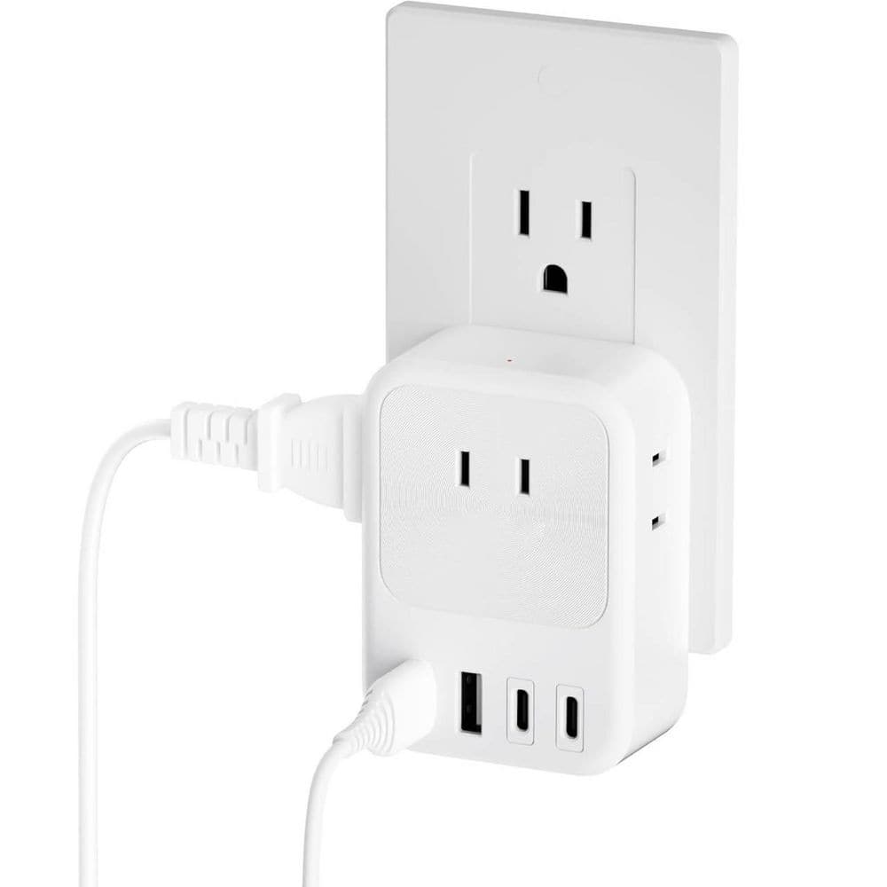 USB C Charger Block, Wall Charger Plug with 3 AC and 4 USB Charging Ports, 2 Prong Outlet Extender in White price history on PriceWatchPro