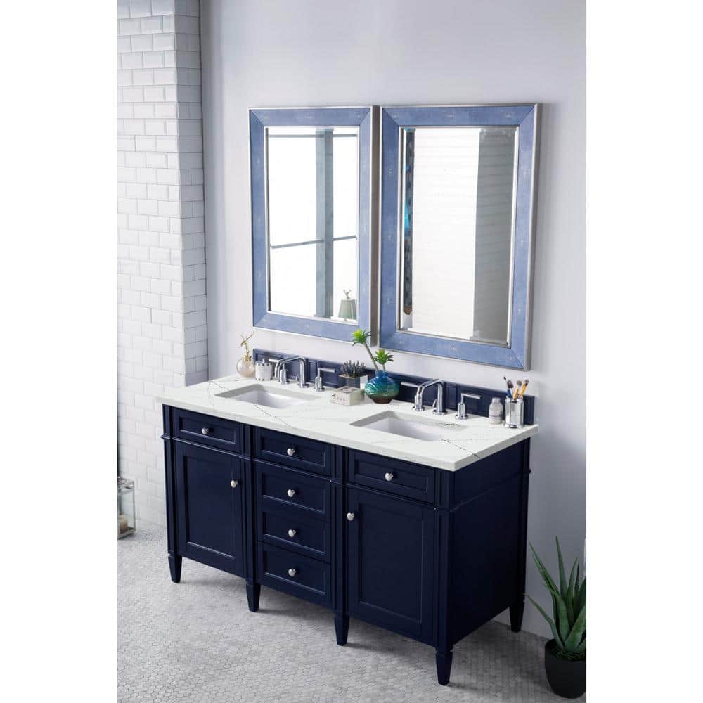 Brittany 60.0 in. W x 23.5 in. D x 34 in. H Bathroom Vanity in Victory Blue with Ethereal Noctis Quartz Top price history on PriceWatchPro