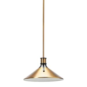 Silas - 1-Light 14 in. Metal Pendant Light, Brushed Bronze and Black