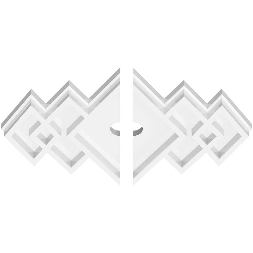 White PVC Geometric Contemporary Ceiling Medallion, 12" x 8"