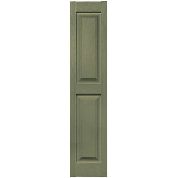 Builders Edge 12 in. x 55 in. Raised Panel Vinyl Exterior Shutters Pair in #282 Colonial Green