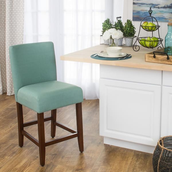 Homepop Upholstered 24 in. Aqua Textured Bar Stool