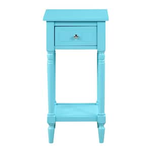 French Country 14 in. W x 28 in. H Sky Blue Square Wood Khloe End Table Drawer