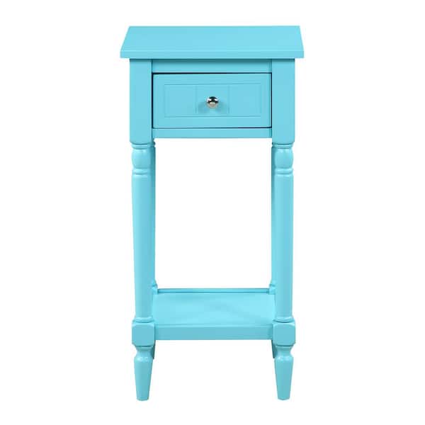 Convenience Concepts French Country 14 in. W x 28 in. H Sky Blue Square Wood Khloe End Table Drawer