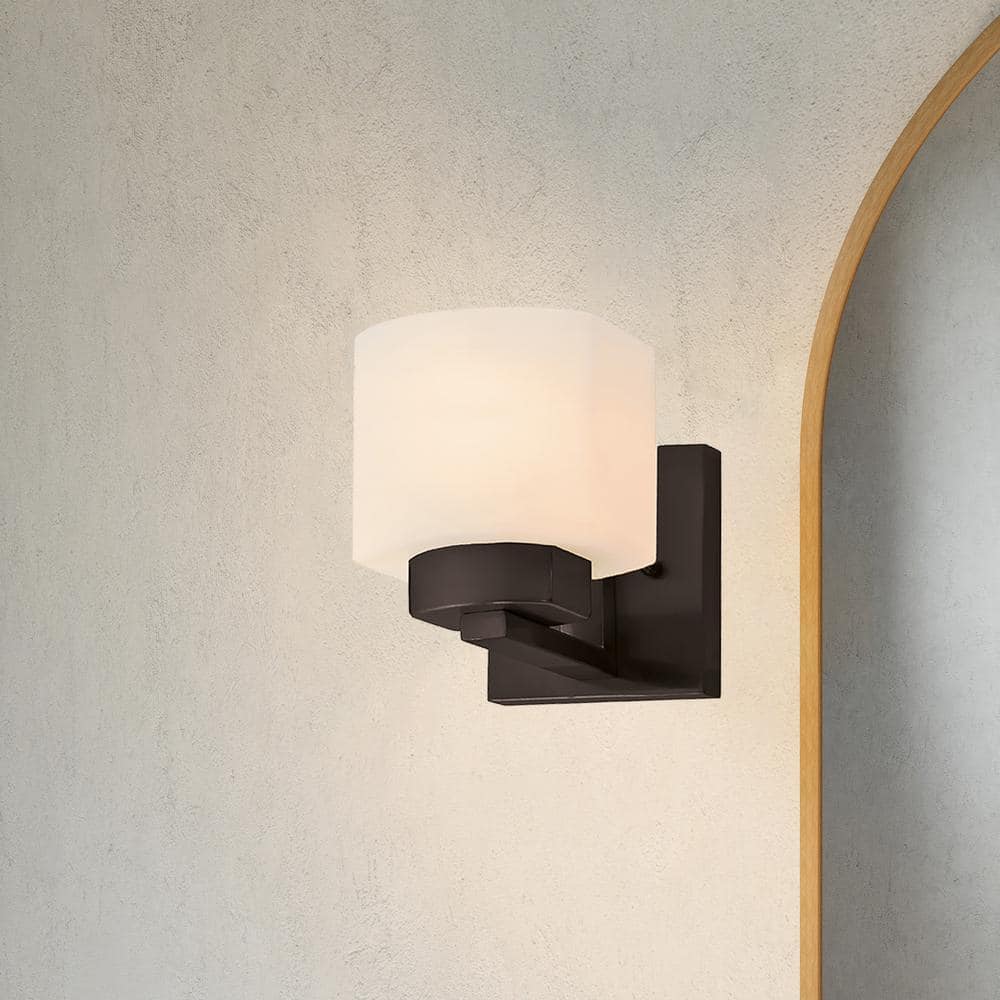 Dove Creek 6.5'' Matte Black Frosted Glass Wall Sconce