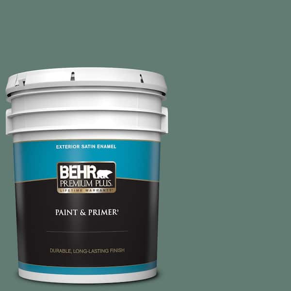 BEHR PREMIUM PLUS 5 gal. #S430-6 Forest Edge Satin Enamel Exterior Paint & Primer