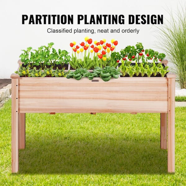 VEVOR 4 ft. x 2 ft. x 2.5 ft. Raised Garden Bed Wooden Planter Box