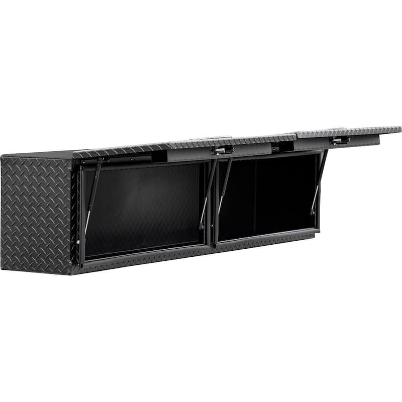 16 in. x 13 in. x 72 in. Matte Black Diamond Tread Aluminum Top Mount Truck Tool Box with Flip-Up Doors