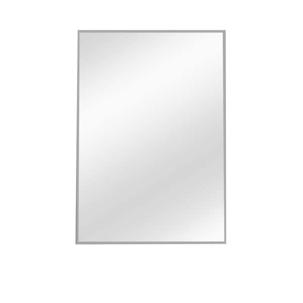 Unbranded Silver 26 in W x 38 in. H Alloy Fine-edged Right-angle Rectangular Wall Mirror with Elegant Scalloped Design