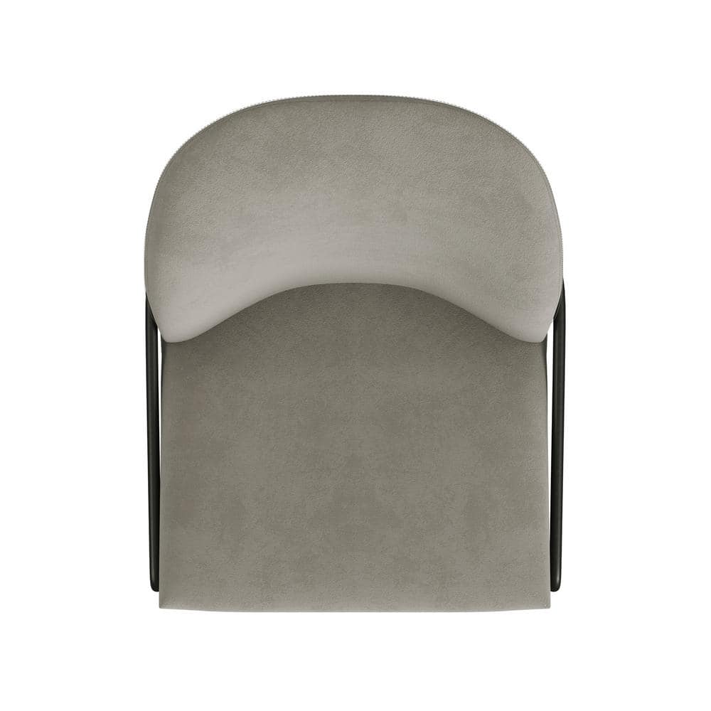 Fawn Velvet Upholstered Dining Chair with Black Metal Legs