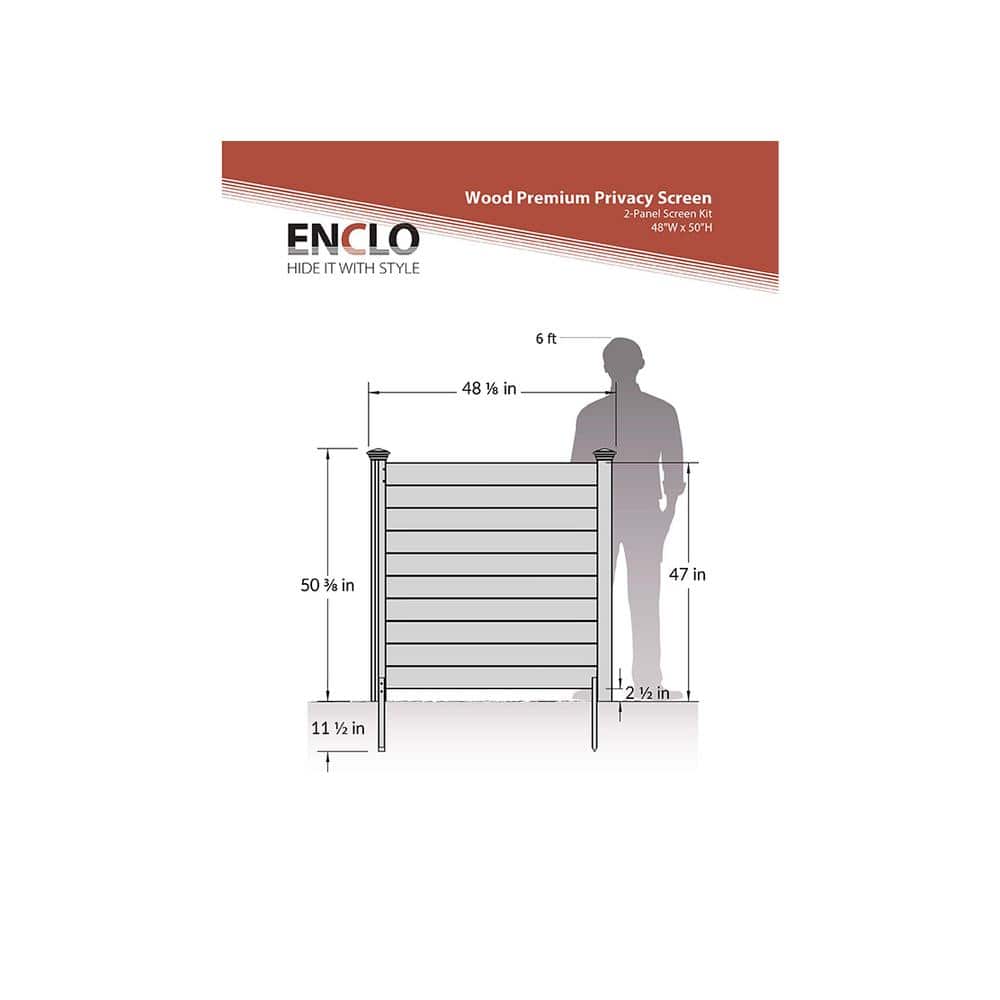 4ft H x 4ft W Cedar Wood Privacy Screen Kit