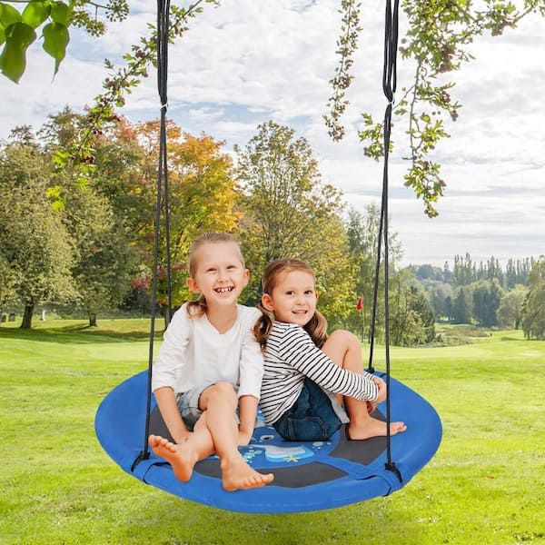 Blue Whale 40 in. Flying Saucer Tree Multi-Person Swing Indoor Outdoor Play Set Swing for Kids