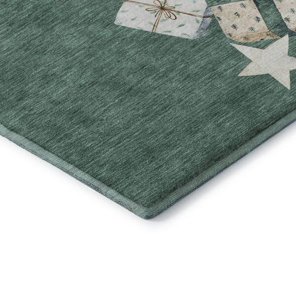 Mayfield Premium Machine Washable Abstract AMF1825 Seafoam 2 ft. 3 in. x 7 ft. 6 in. Runner Rug
