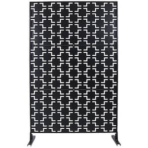 76 in H x 48 in W Black Steel Outdoor Privacy Screen, Decorative Privacy Screen for Patio, Balcony, Privacy Fence Panels