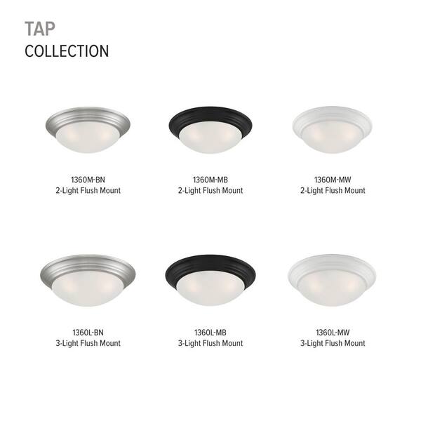 Designers Fountain - Tap 16.75 in. Transitional Matte Black Medium-Base (E26) Bulb Flush Mount for Kitchens