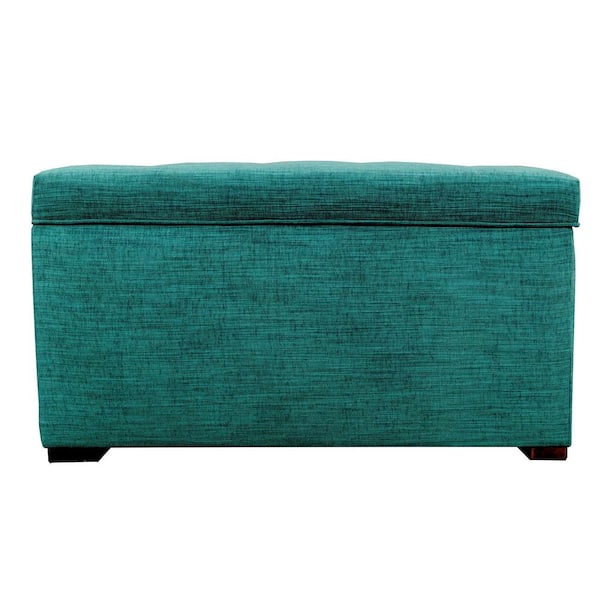 MJL Furniture Designs Angela Lucky Turquoise Button Tufted Upholstered Storage Trunk