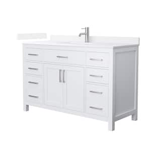 Beckett 54 in. Single Freestanding White Bath Vanity with White Quartz Top (Assembled)