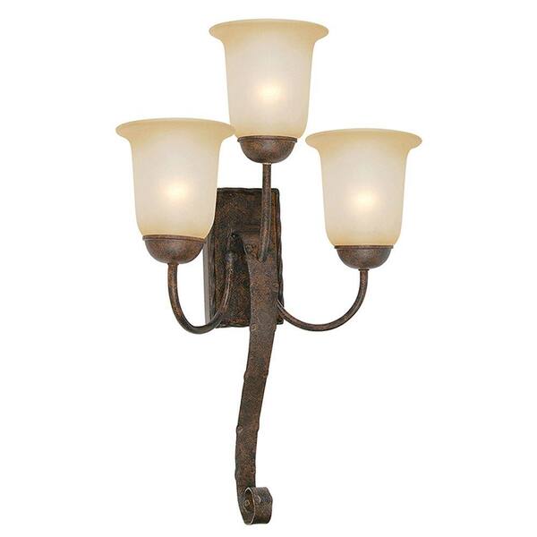 Yosemite Home Decor McKensi Collection 3-Light Bronze Patina Sconce with Alabaster Glass Shade