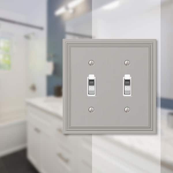 Hallcrest 2 Gang Toggle Metal Wall Plate - Satin Nickel