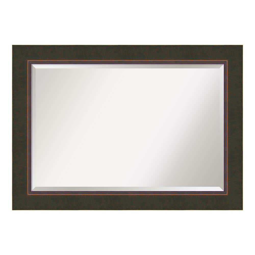 Milano Bronze Beveled Wood Bathroom Vanity Mirror