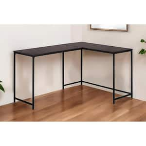 58.25 in. L-Shaped Espresso Metal 0-Drawer Computer Desks