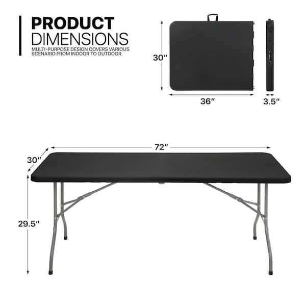 MoNiBloom Gray Frame Black Plastic Tabletop Rectangle Foldable