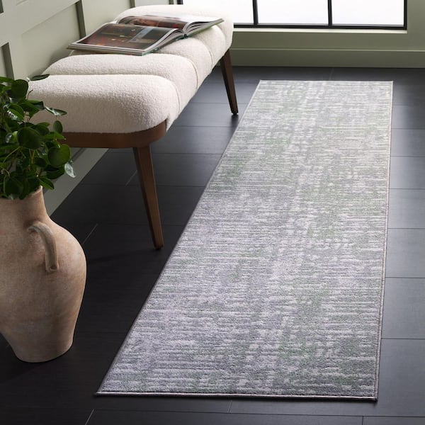 Bayside 2 ft. x 8 ft. Green/Gray Parallel Striped Runner Rug