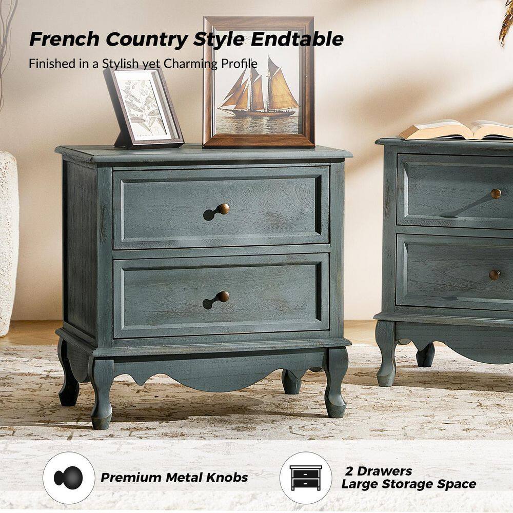Elpenor 24"Wx16"Dx24"H Tall 2 - Drawer Walnut Nightstand Set of 2 - thumbnail 7