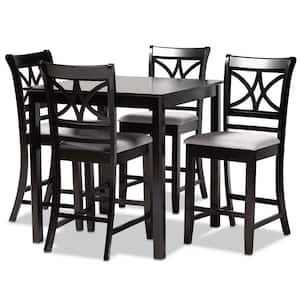 Chandler 5-Piece Grey and Espresso Brown Pub Set