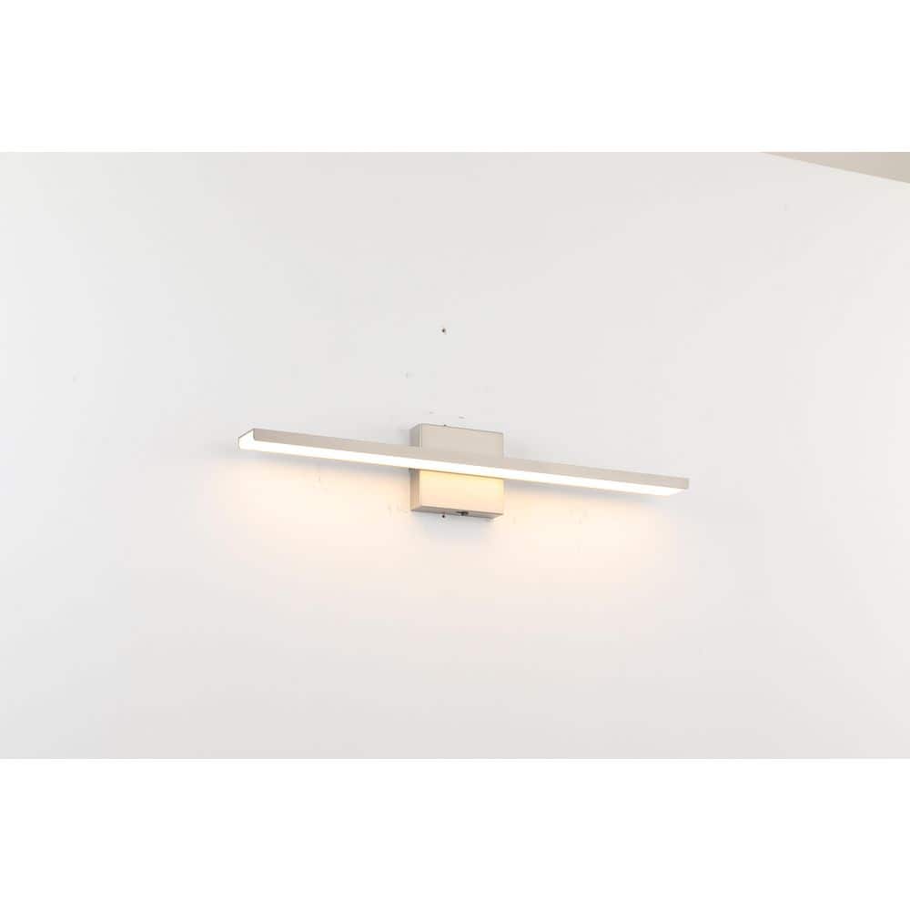 24 in. 1-Light Nickel Dimmable LED Bathroom Vanity Light Bar with 5-CCT Adjustable Switch and Acrylic Lampshade price history on PriceWatchPro