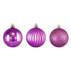 2.5 in. (60 mm) Orchid Pink Shatterproof 3-Finish Christmas Ball Ornaments (100-Count)
