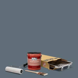 1 gal. #N480-6 NYPD Ultra Extra Durable Flat Interior Paint and 5-Piece Wooster Set All-in-One Project Kit