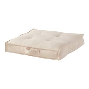 Milo Large Cream Square Tufted Polyester Pillow Dog Bed