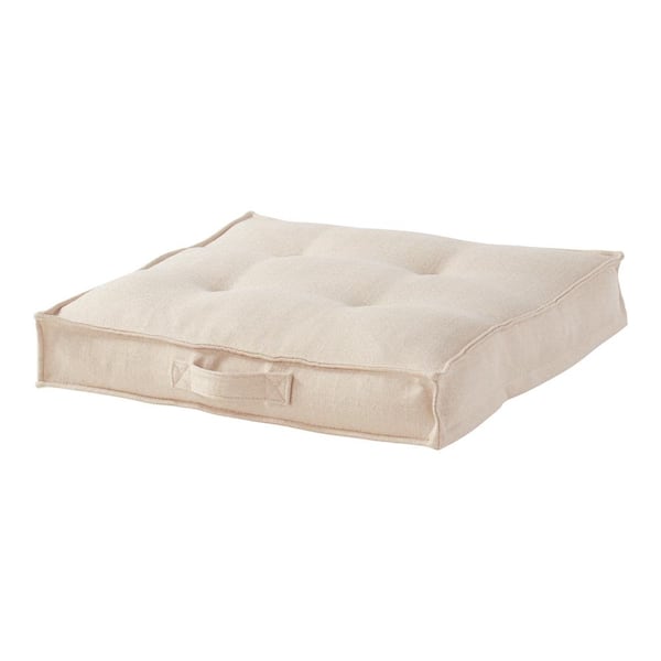 Happy Hounds Milo Small Cream Square Tufted Polyester Pillow Dog Bed