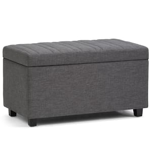 Darcy 34 in. Contemporary Storage Ottoman in Slate Grey Linen Look Fabric