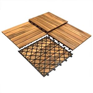 12 in. x 12 in. Square Acacia Wood Interlocking Flooring Tiles Brown 6 Slats (30-Pack)