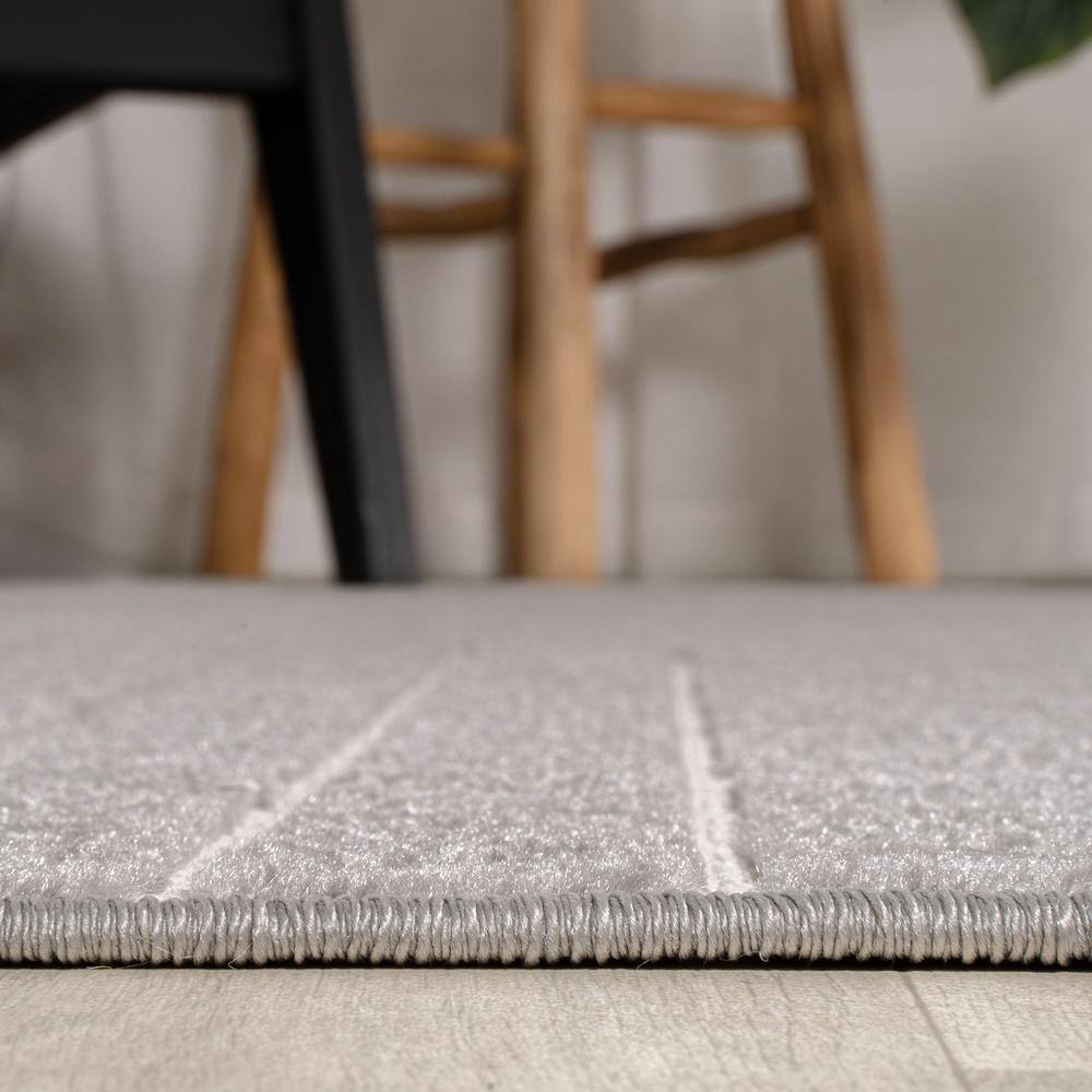 Odense Minimalist Geometric Gray/Ivory 3x5 Synthetic Area Rug