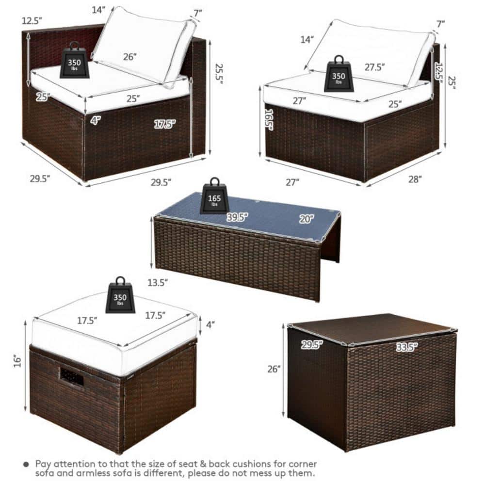 Navy 8-Piece Space-Saving Rattan Patio Furniture Set with Storage