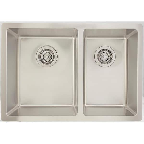 Unbranded Undermount Stainless Steel 26 in. 75/25 Double Bowl Kitchen Sink in Chrome