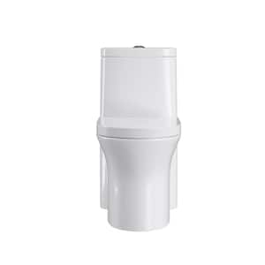1-Piece 1.27 GPF Dual Flush Elongated Standard Toilet in White with Comfortable Seat Height, Soft Close Seat Cover