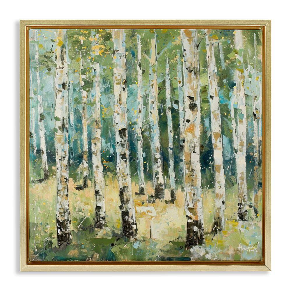 Natural Birch Grove by LSR Design Studio Gold Floater Frame Nature Graphic Art Print 18 in. x 18 in. price history on PriceWatchPro