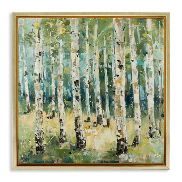 Stupell Industries Natural Birch Grove by LSR Design Studio Gold Floater Frame Nature Graphic Art Print 18 in. x 18 in.