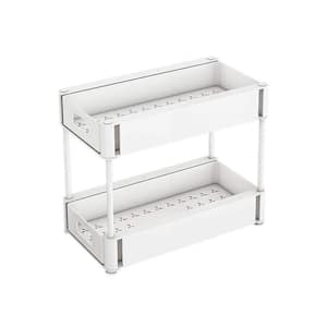 Drawer Cabinet Storage 2-Shelf White Tabletop Spice Rack Set of 2 for Kitchen Bathroom Sink Storage