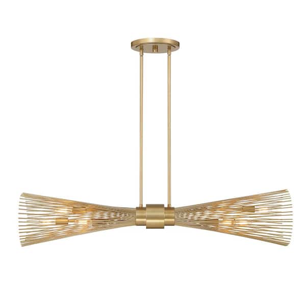 Savoy House Longfellow 6-Light Burnished Brass Linear Chandelier