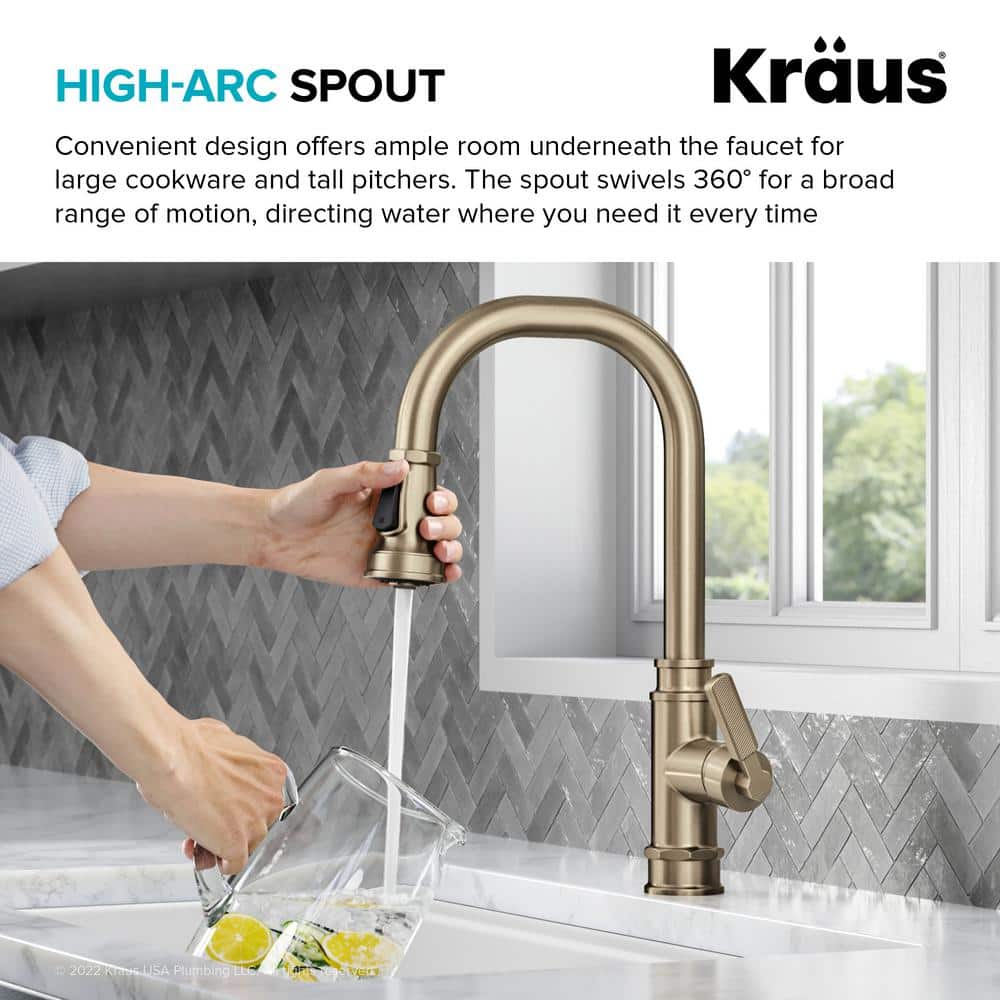 Antique Bronze Industrial Pull-Down Kitchen Faucet with Spray
