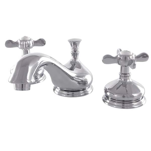 Kingston Brass Classic Cross 8 in. Widespread 2-Handle Bathroom Faucet in Chrome
