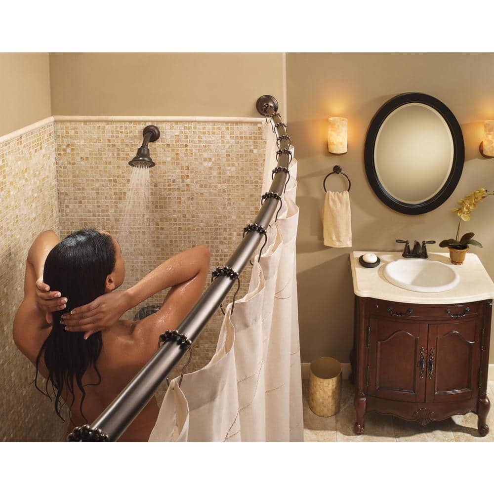 Adjustable Bronze Curved Shower Curtain Rod, 54-72 Inches