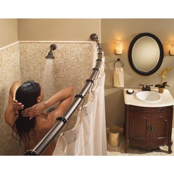 54 in. - 72 in. Adjustable Length Curved Shower Rod in Old World Bronze