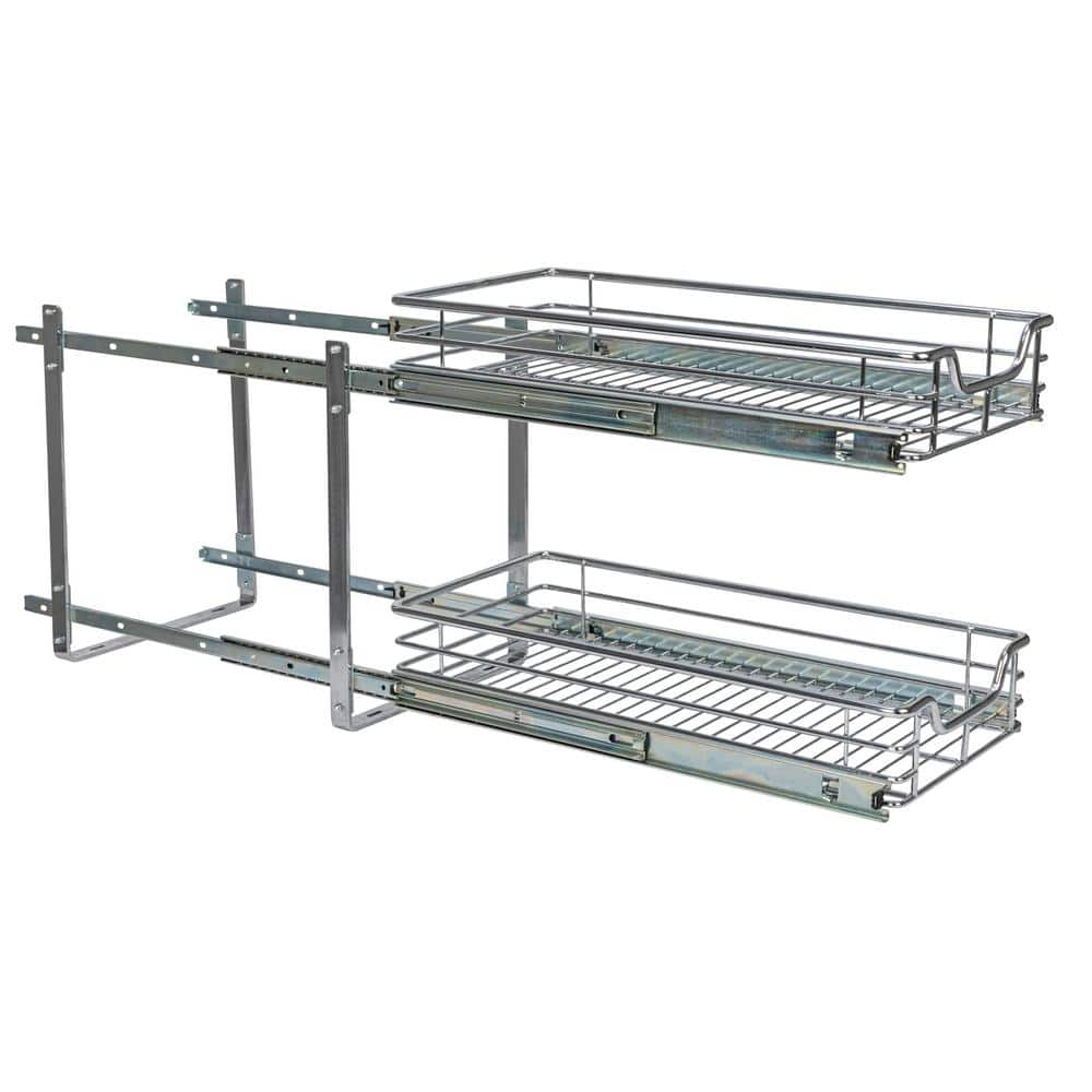 Chrome-Plated Steel 2-Tier Pull-Out Cabinet Organizer