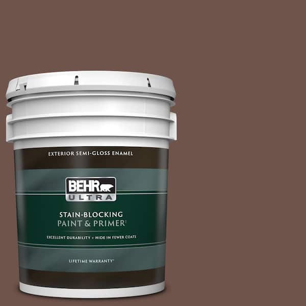 BEHR ULTRA 5 gal. #N150-6 Coffee Beans Semi-Gloss Enamel Exterior Paint & Primer